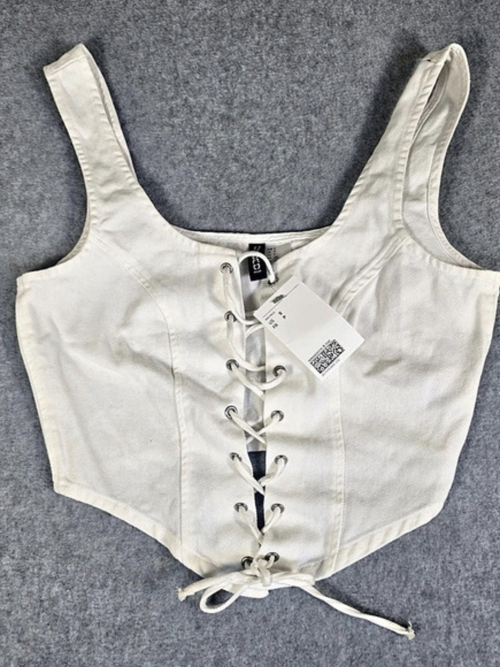 NWT H&M Divided White Lace Up Corset Crop Top Size S